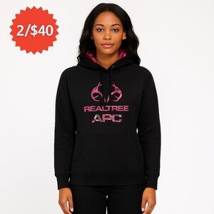 2/40$ Realtree APC black pink hoodie sweater silky deer small